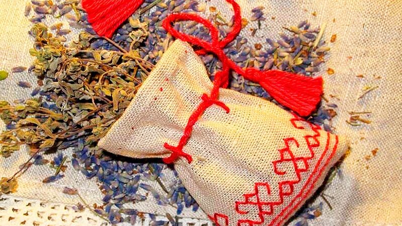 A bag of magical herbs as a talisman