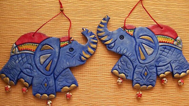 Elephant charms made from salt powder
